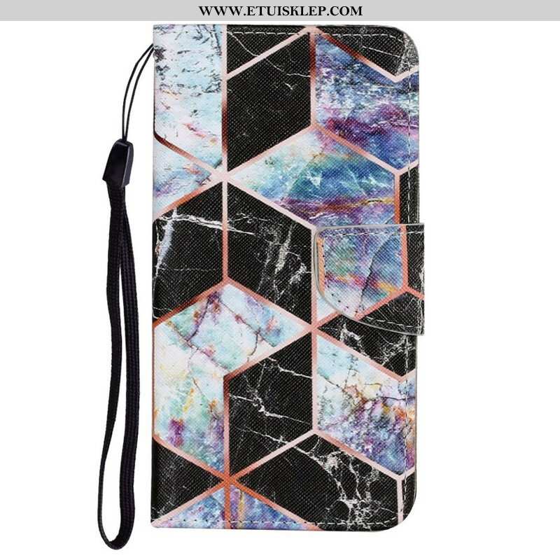 Skórzany Futerał do iPhone 13 Pro Geometryczny Styl Marmuru